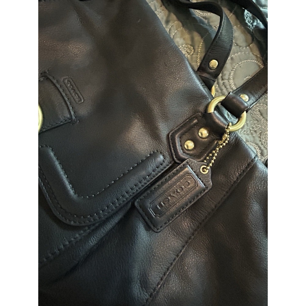 Coach Campbell Buckle Hobo Black Leather Shoulder Bag  Brass Hardware - Picture 5 of 14